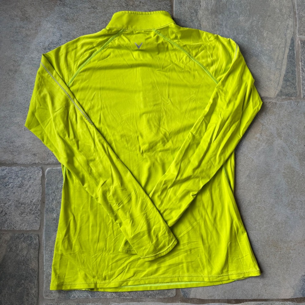 Callaway Opti-Dri Neon Yellow Quarter Zip Pullover S Long Sleeve Golf Top - Picture 2 of 3